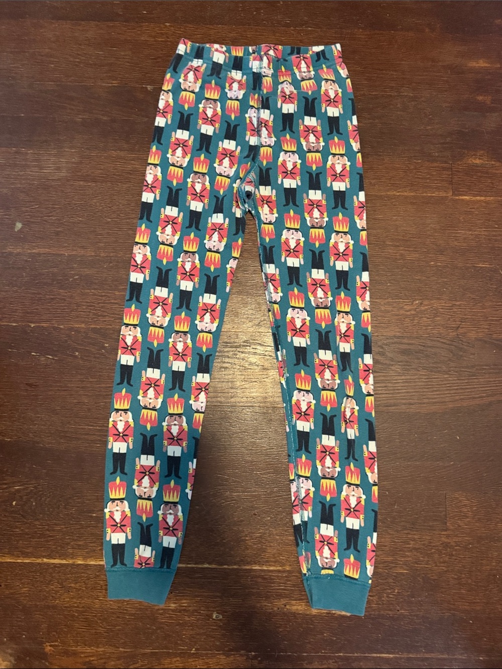 Kids Teal Nutcracker-Print Pajama Bottoms